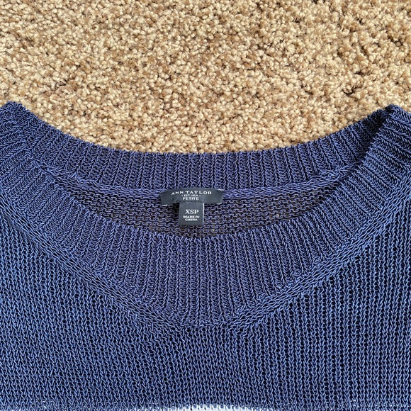 Ann taylor blue white striped long sleeve loose knit sweater - Picture 2 of 3